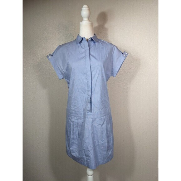 TRINA TURK Blue BUTTON DOWN Shirt DRESS Sz 4 Preppy Contemporary Lightweight - Picture 1 of 7